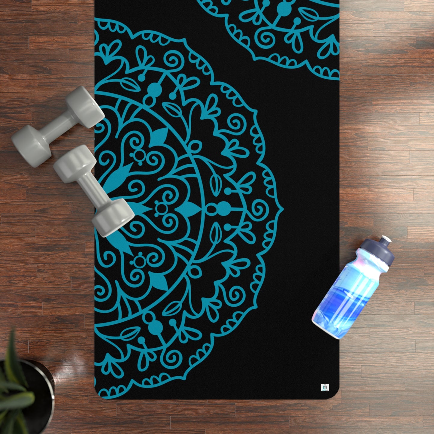 Beautiful Teal Mandala - Rubber Yoga Mat