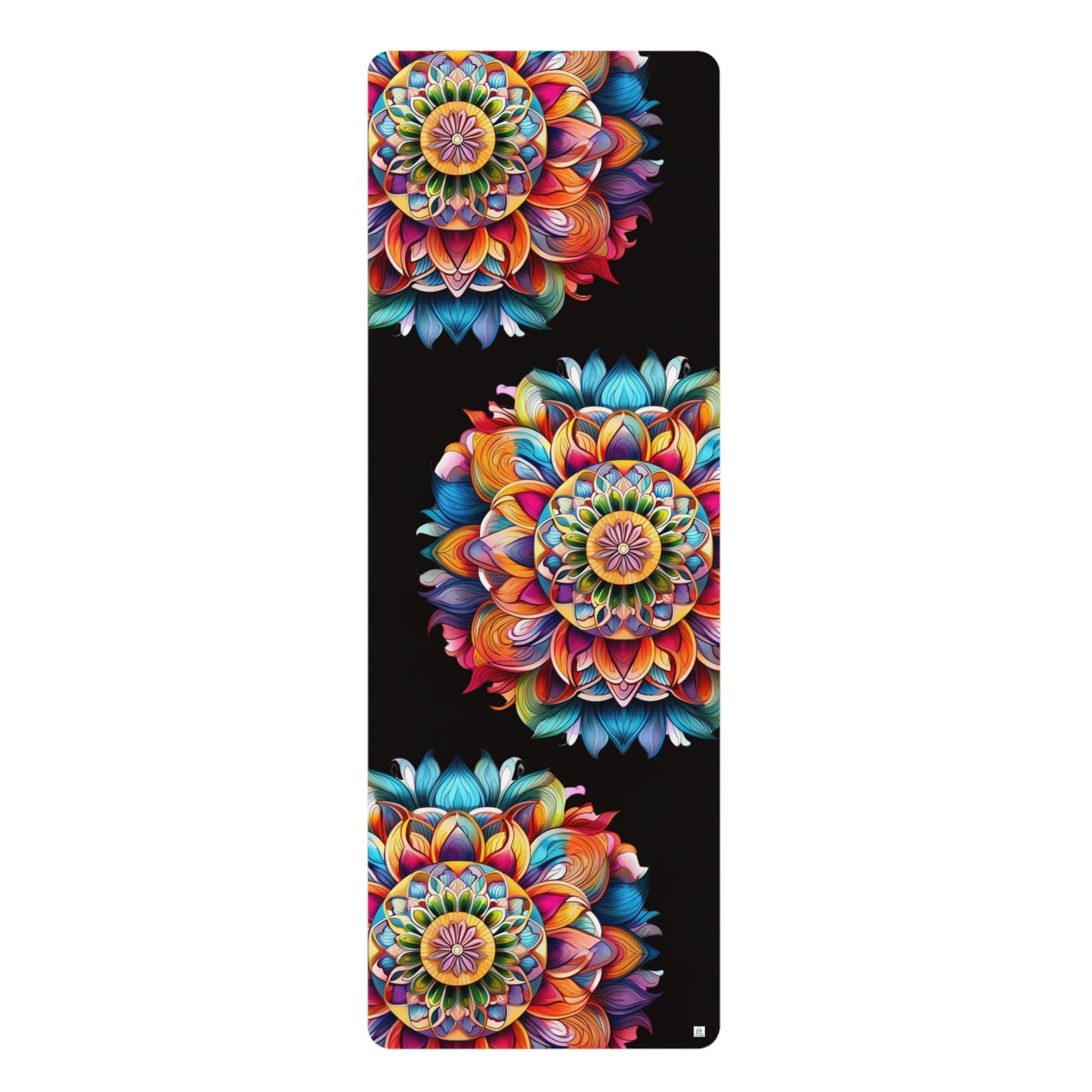 Beautiful Tri Rainbow Watercolor Mandala - Rubber Yoga Mat