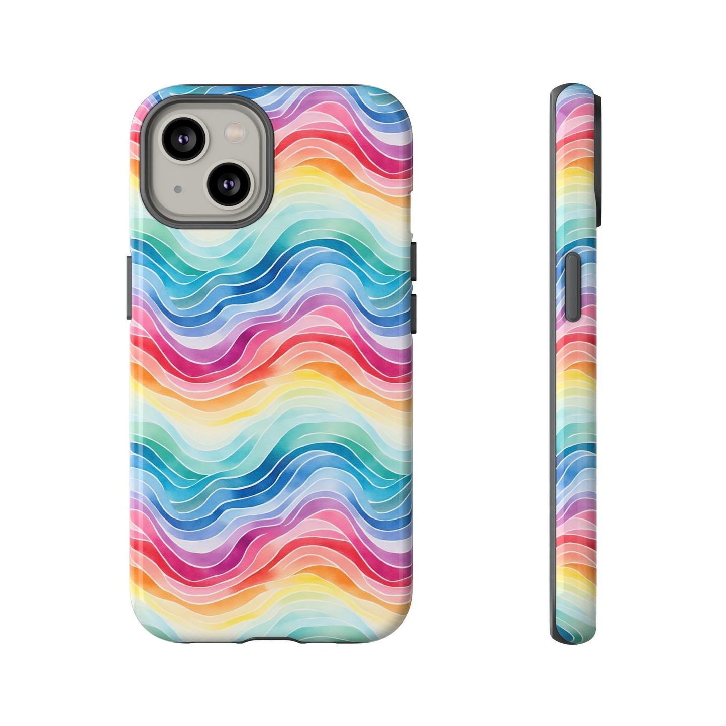 iPhone 14, 1Phone 14 Pro, iPhone 14 Plus, iPhone 14 Pro Max - Rainbow Wave - Tough Phone Cases