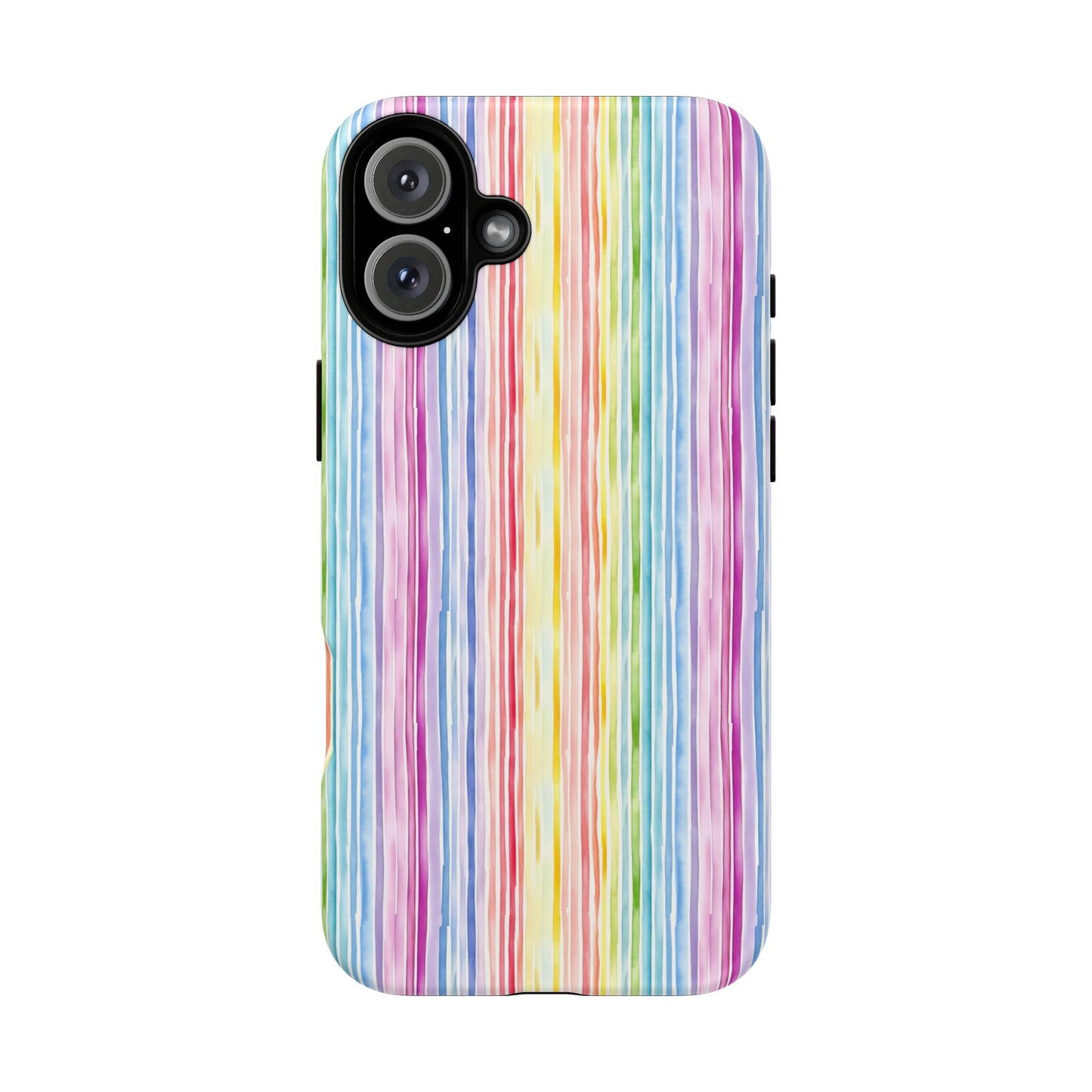 iPhone 16 and iPhone 15 Series - Pastel Rainbow Vertical Stripes - Tough Phone Cases