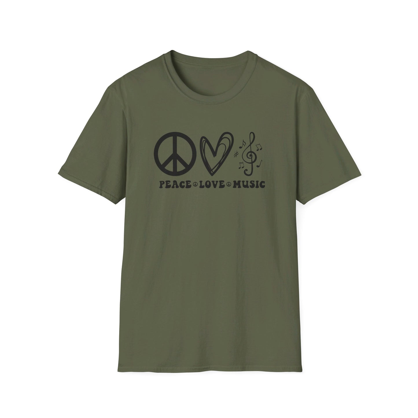 Peace, Love, Music - Unisex Softstyle T-Shirt
