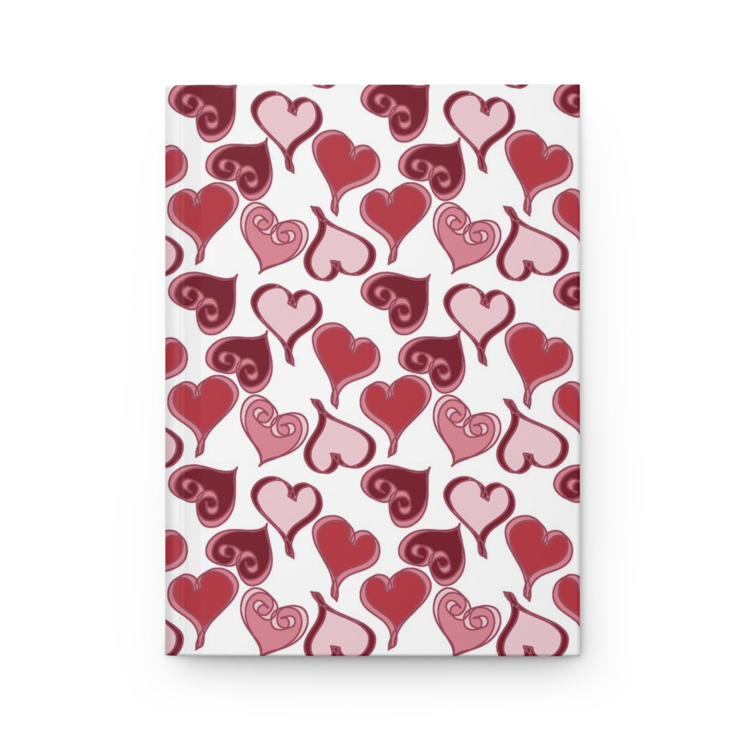 Beautiful Hearts - Pink, Red, and White - Hardcover Lined Journal Matte