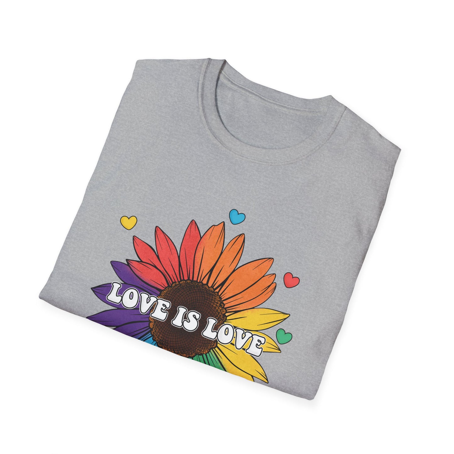 Love is Love - Rainbow Flower - LGBT - Pride - Rainbow - Unisex Softstyle T-Shirt
