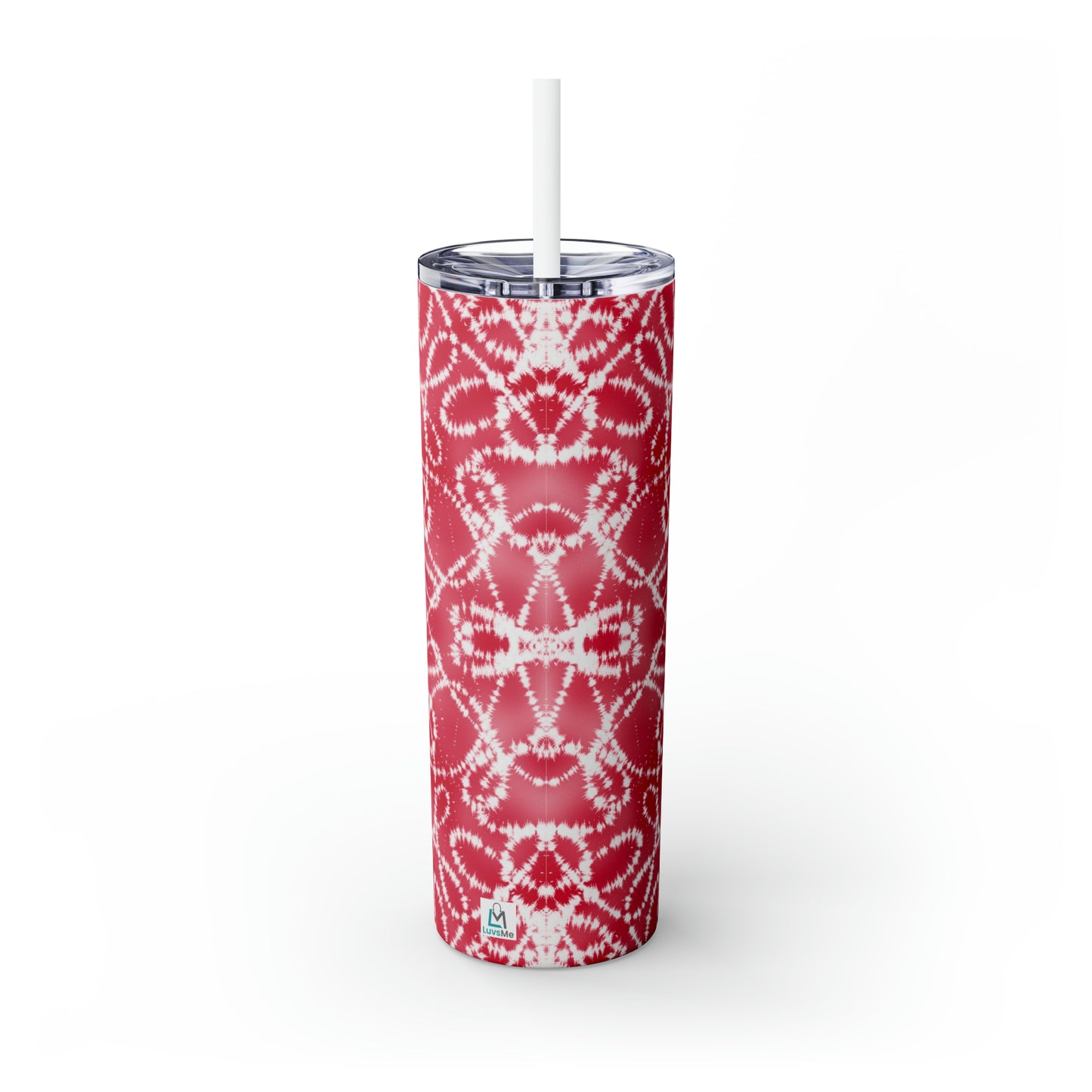 Red Batik - Skinny Tumbler with Straw, 20oz - Stainless Steel