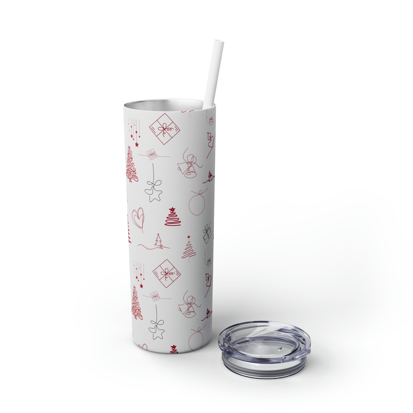 Amazing Hand Drawn Christmas - Skinny Tumbler with Straw, 20oz - Stainless Steel