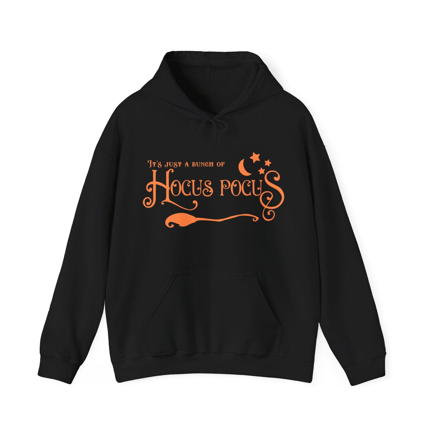 Halloween - It's Just a Bunch of Hocus Pocus - Witch - Broom - Stars - Moon - Unisex Heavy Blend™ Hooded Sweatshirt