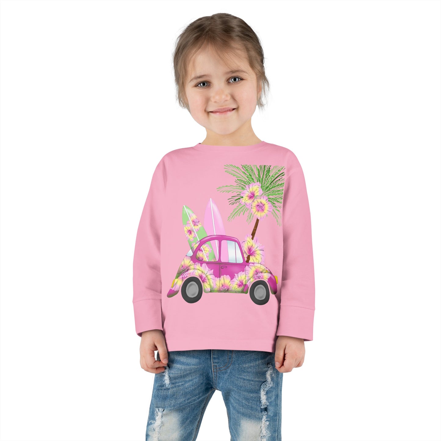 Surf's Up Pink - Toddler Long Sleeve Tee