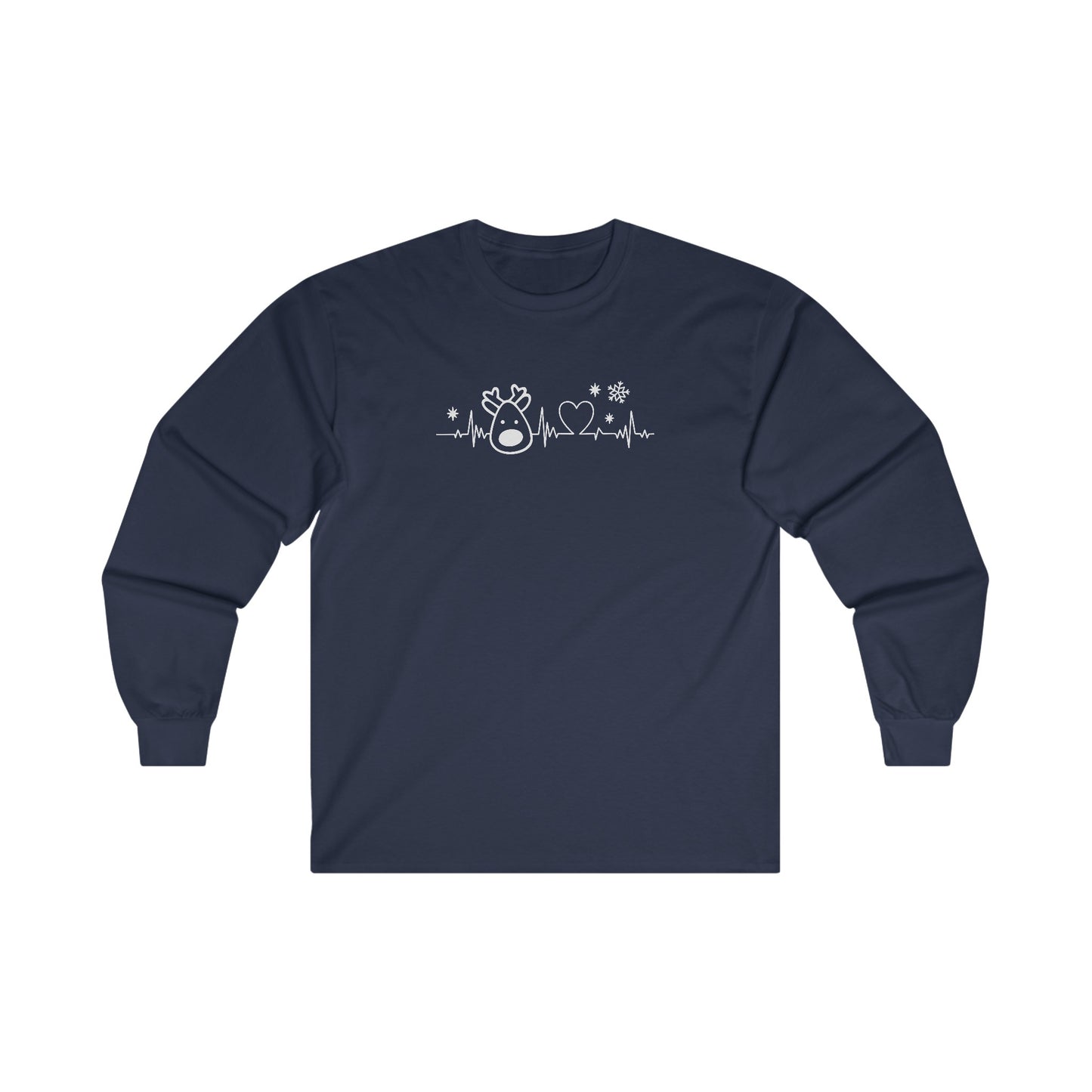 Reindeer Heartbeat - Funny Christmas - Ultra Cotton Long Sleeve Tee