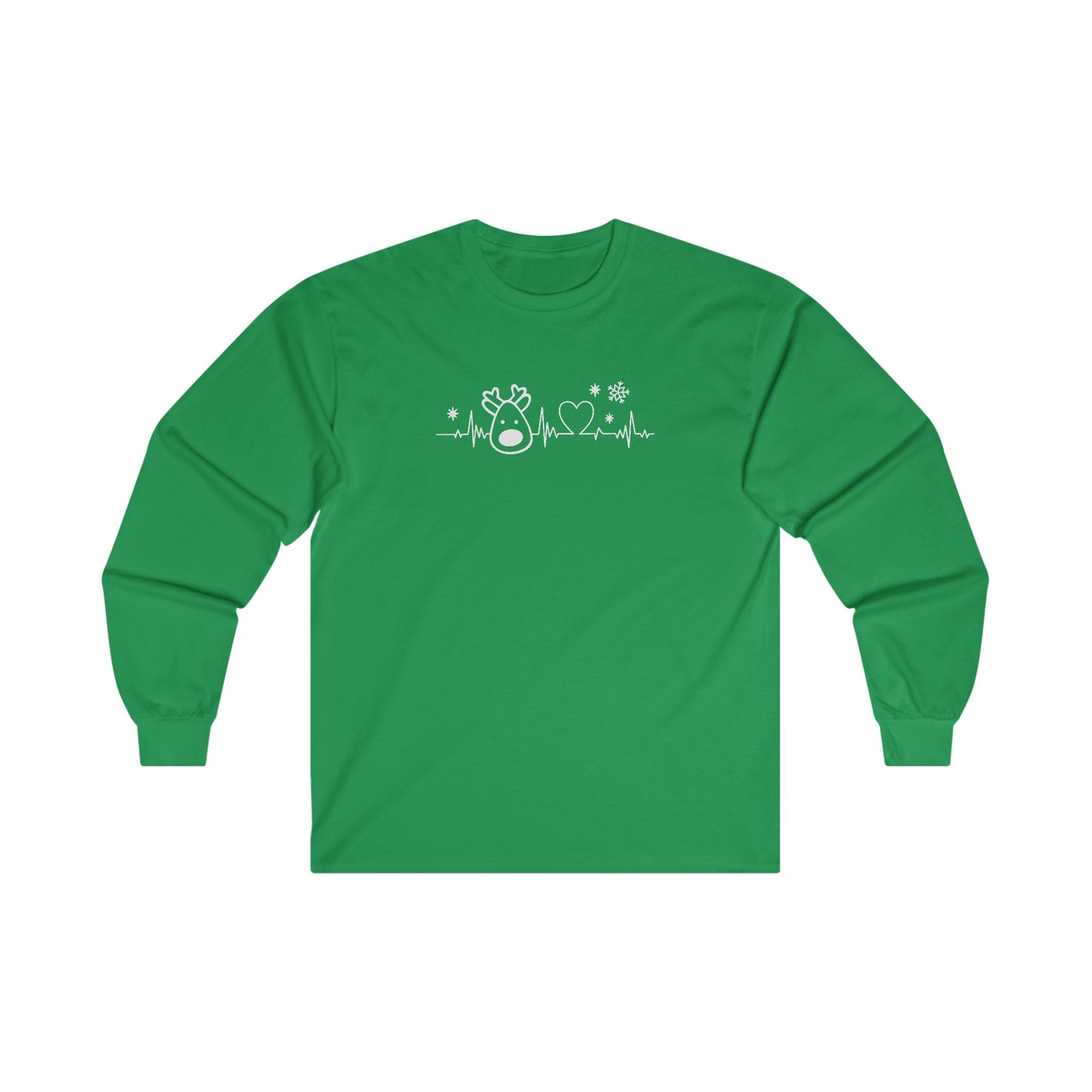 Reindeer Heartbeat - Funny Christmas - Ultra Cotton Long Sleeve Tee