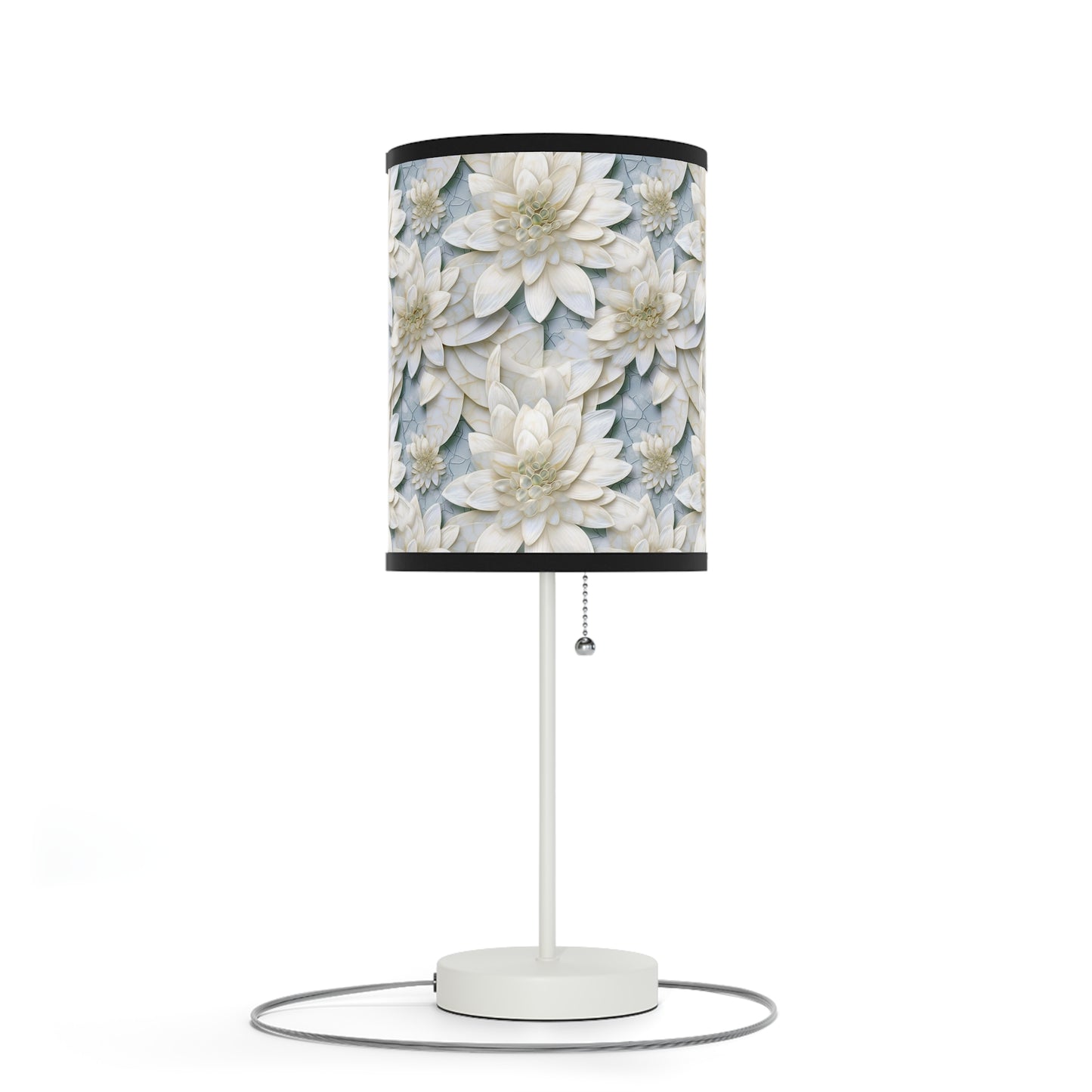 Beautiful and Unique - White Lotus Mosaic 7 - Lamp on a Stand, US|CA plug