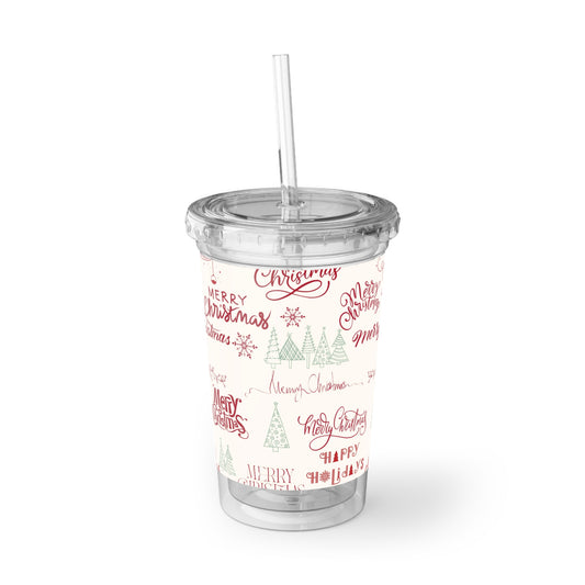 Amazing Merry Christmas Hand Drawn - Clear - Suave Acrylic Cup - 16oz