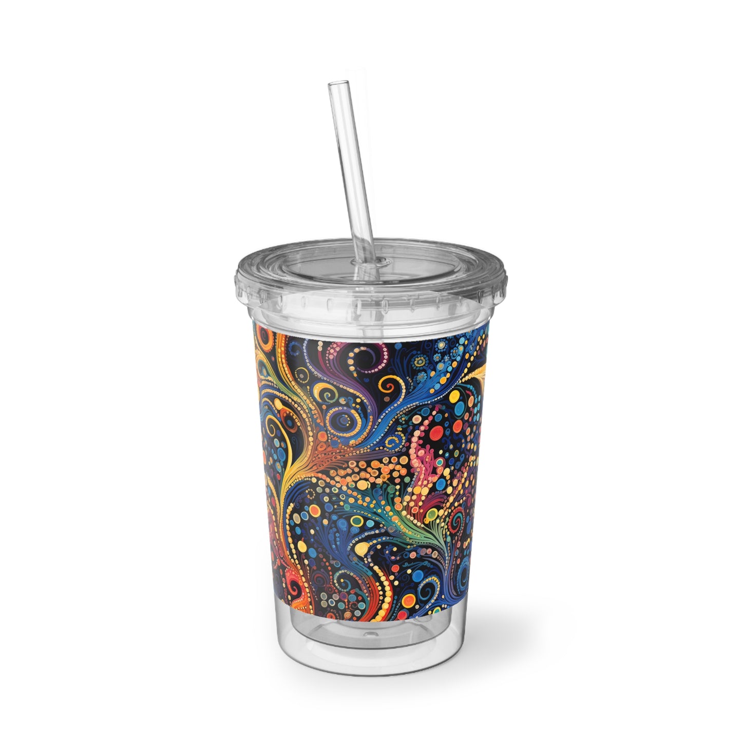 Colorful Psychedelic Swirls 1.12 - Multicolor - Clear - Suave Acrylic Cup - 16oz