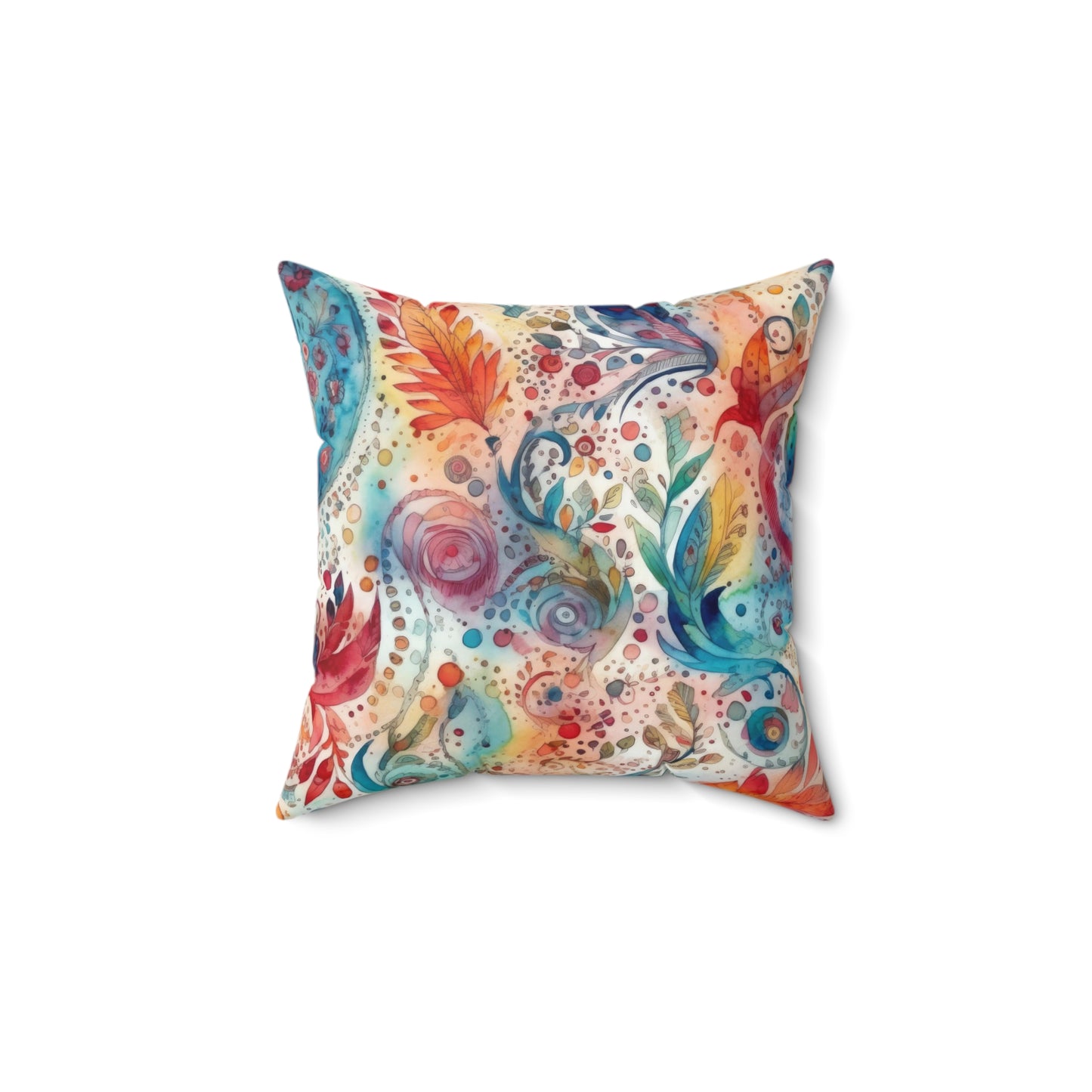 Watercolor Multicolor Paisleys 4 - Beautiful, Shabby Chic, Boho, Fun - Faux Suede Square Pillow