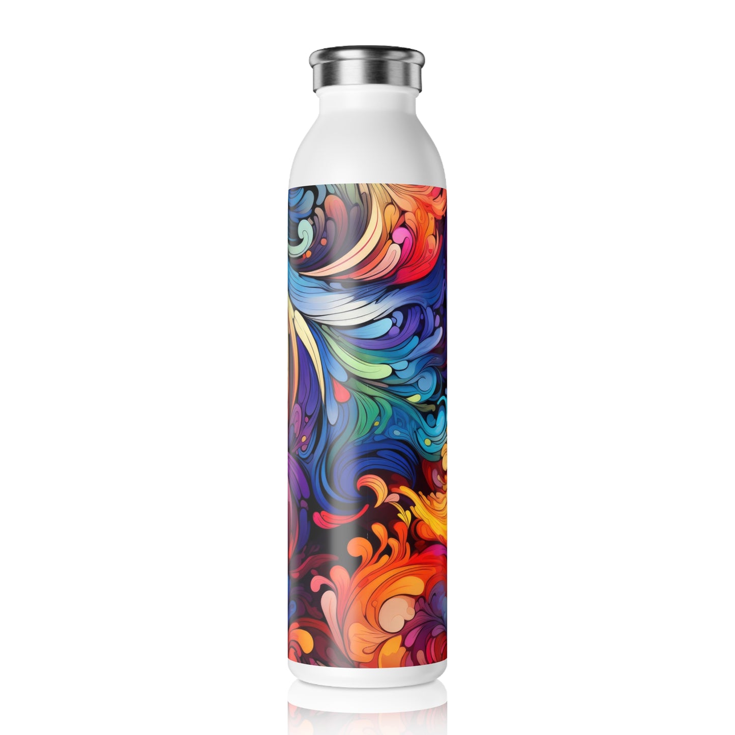 Rainbow Paisley 1.3 - Slim Water Bottle - Stainless Steel - 20oz