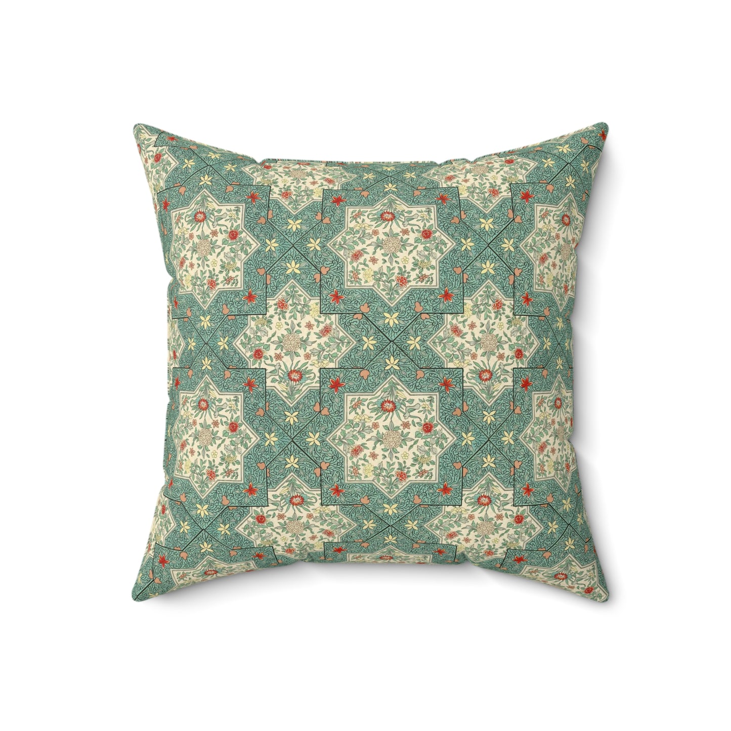 Green Boho Pattern 11 - Faux Suede Square Pillow