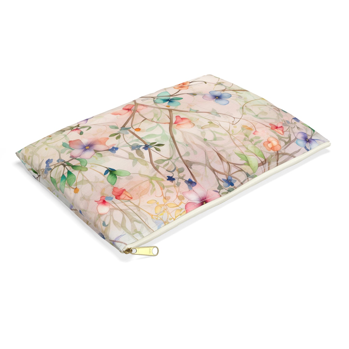 Watercolor Flowers - Accessory Pouch / Makeup Bag / Travel Case