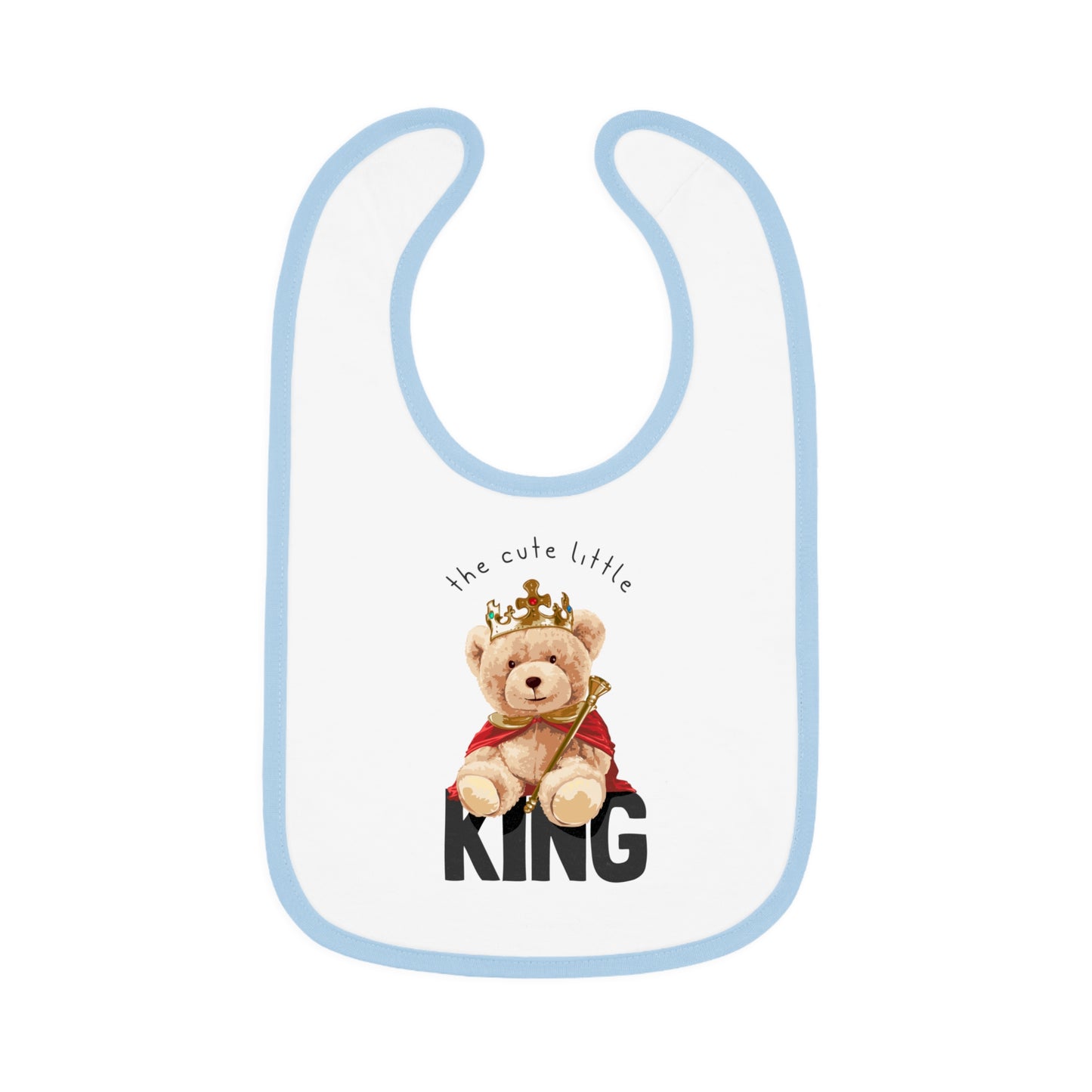 Cute Little King - Baby Contrast Trim Jersey Bib