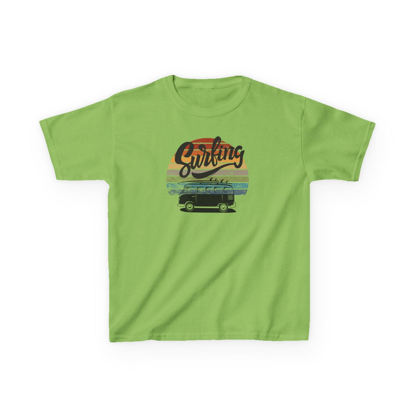 Surfing Van - Retro - Kids Heavy Cotton Tee