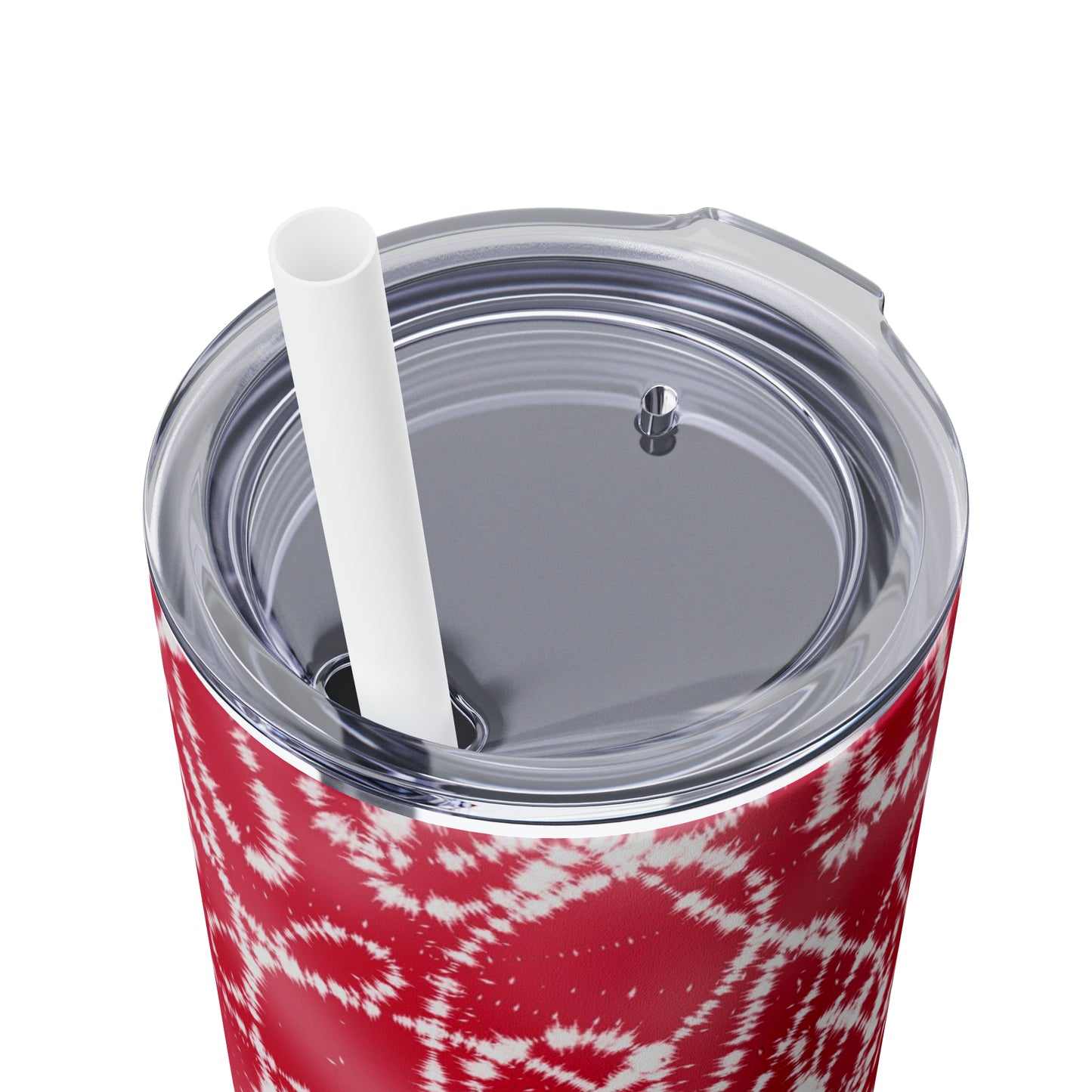 Red Batik - Skinny Tumbler with Straw, 20oz - Stainless Steel