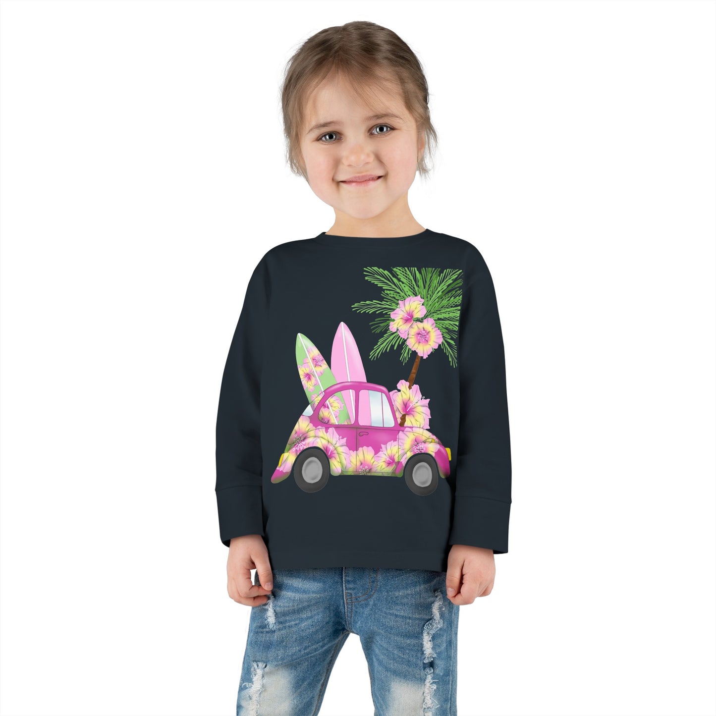 Surf's Up Pink - Toddler Long Sleeve Tee
