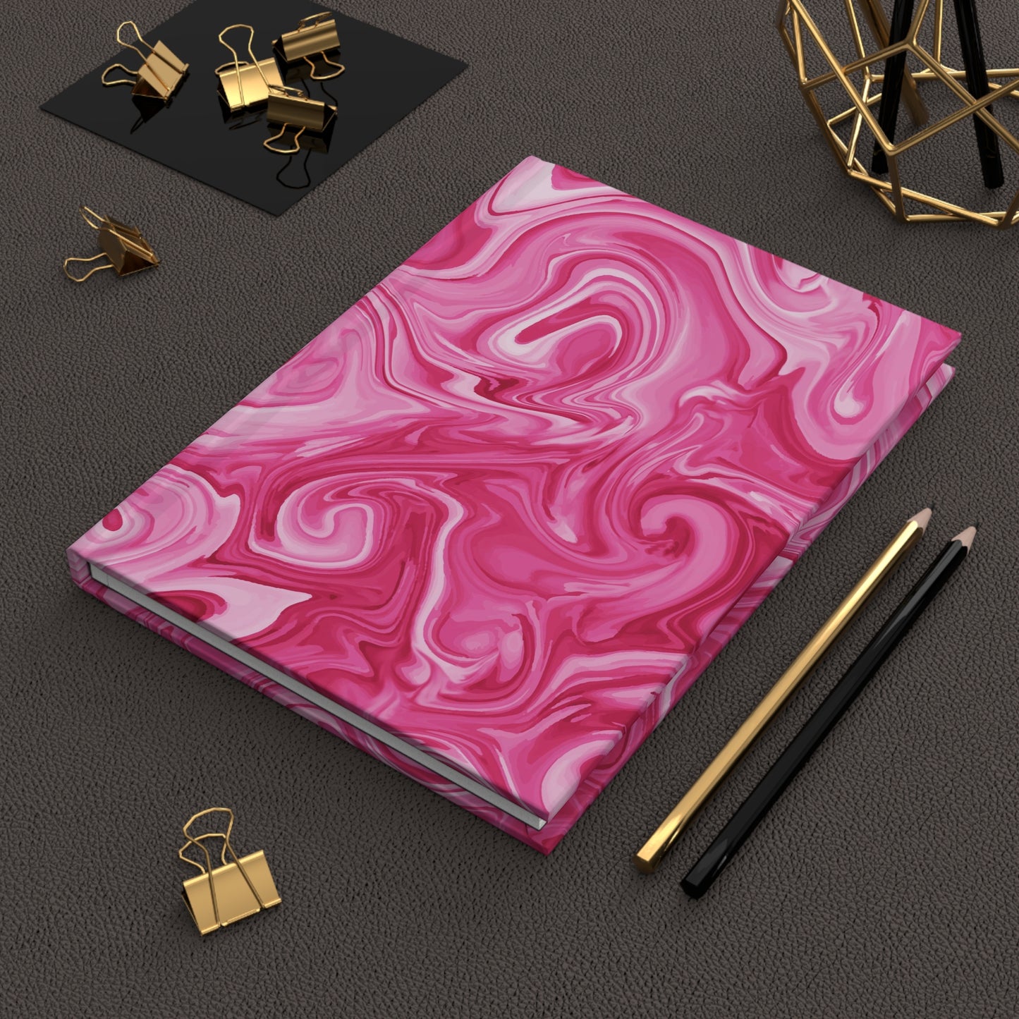 Bright Pink Marble - Hardcover Lined Journal Matte