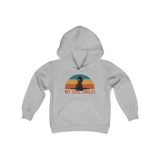 My Soul Smiles - Headphones - Retro Stripes - Music Lovers - Musicians - Youth Heavy Blend Hooded Sweatshirt