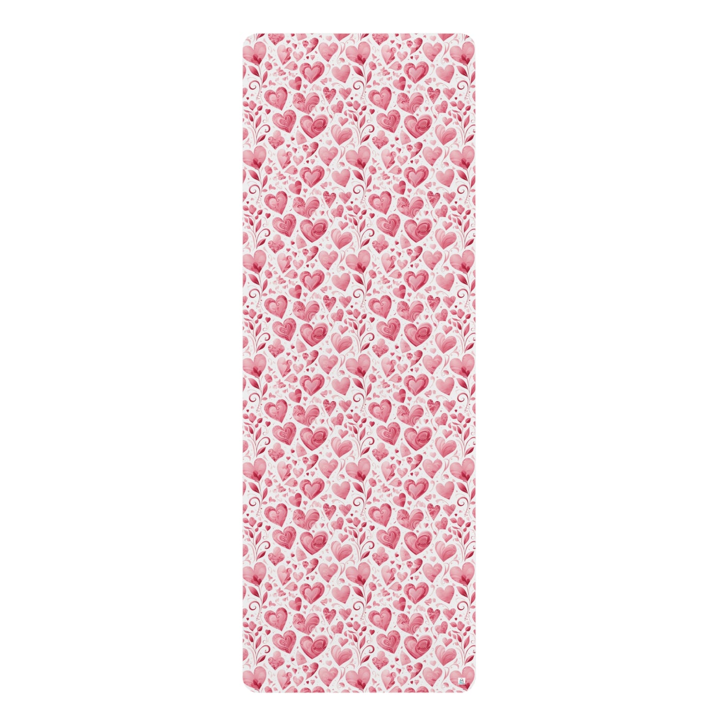 Love Hearts - Pink - Heart Flowers - Rubber Yoga Mat