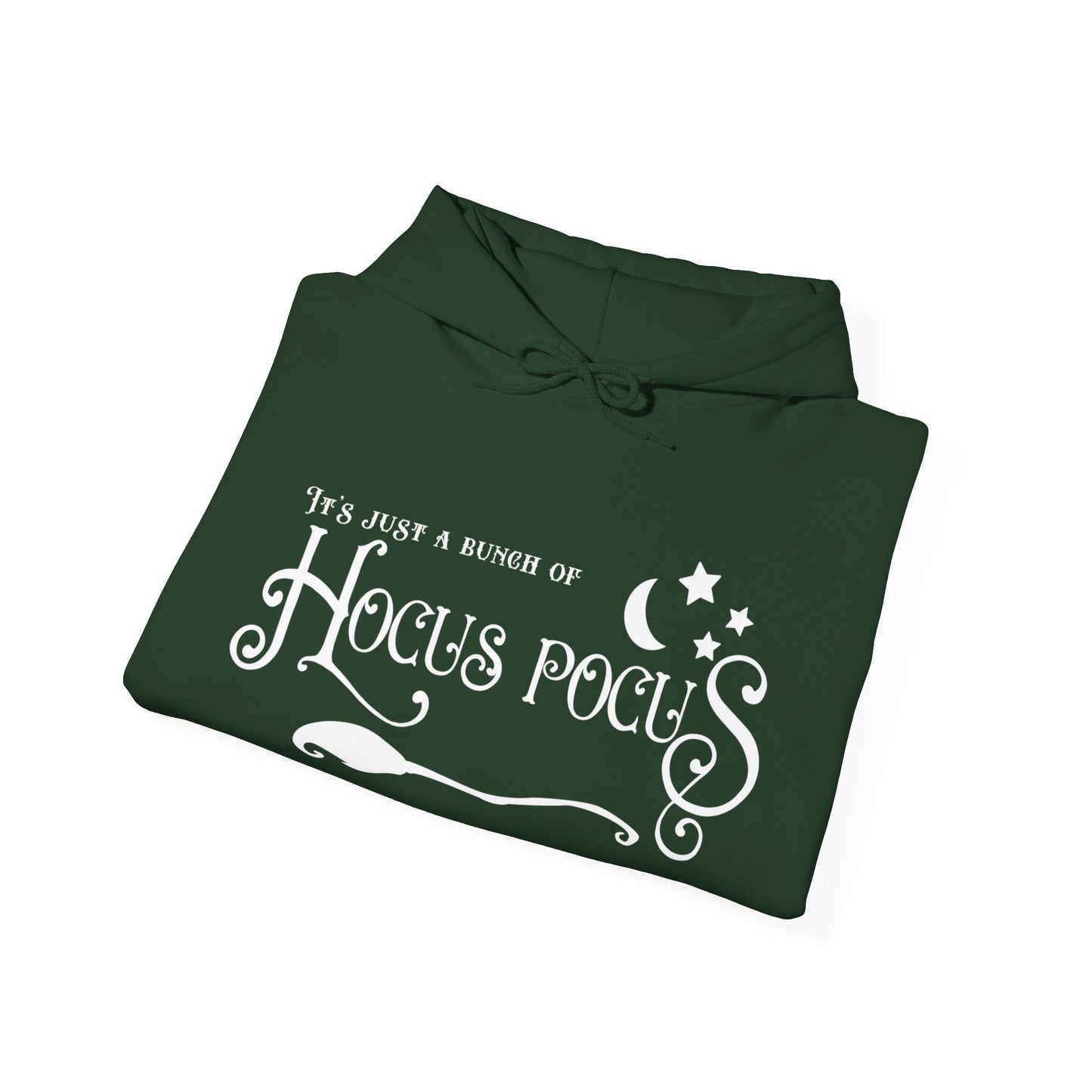 Halloween - It's Just a Bunch of Hocus Pocus - Witch - Broom - Stars - Moon - Unisex Heavy Blend™ Hooded Sweatshirt