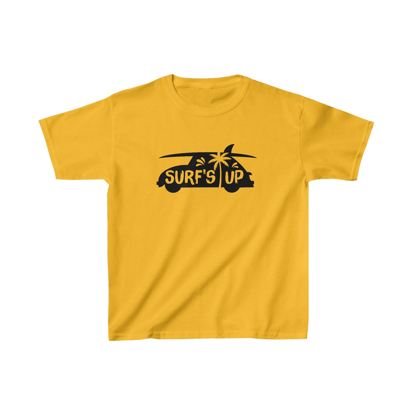 Surf's Up - Car and Surfboard Silhouette - Kids Heavy Cotton Tee