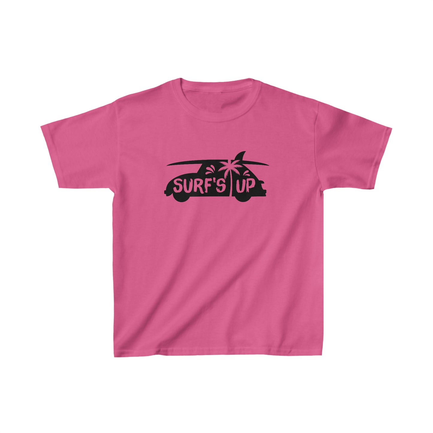 Surf's Up - Car and Surfboard Silhouette - Kids Heavy Cotton Tee