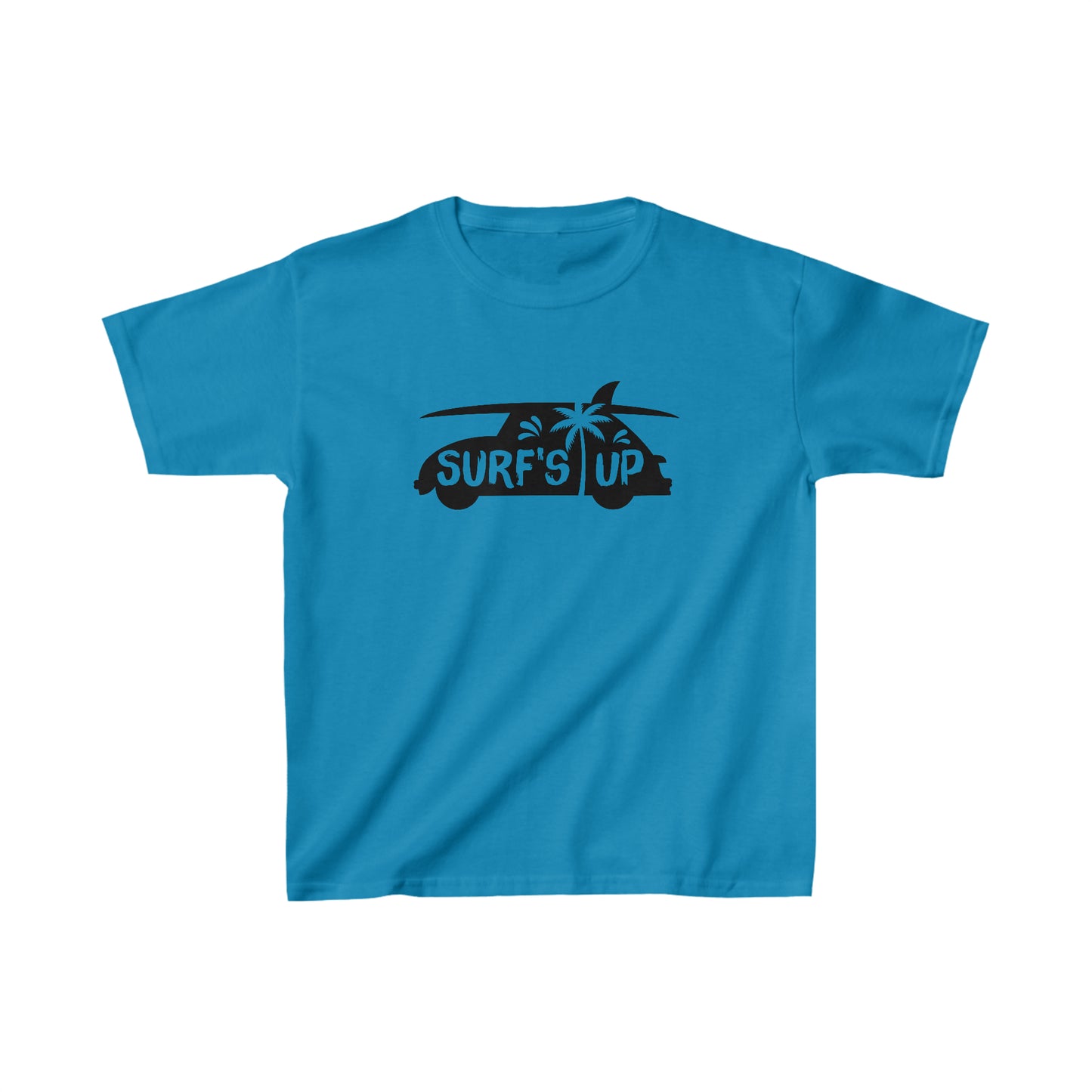 Surf's Up - Car and Surfboard Silhouette - Kids Heavy Cotton Tee