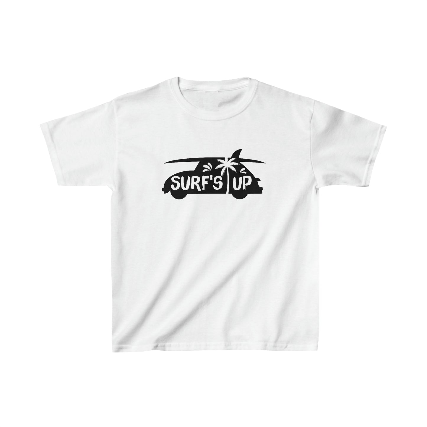 Surf's Up - Car and Surfboard Silhouette - Kids Heavy Cotton Tee