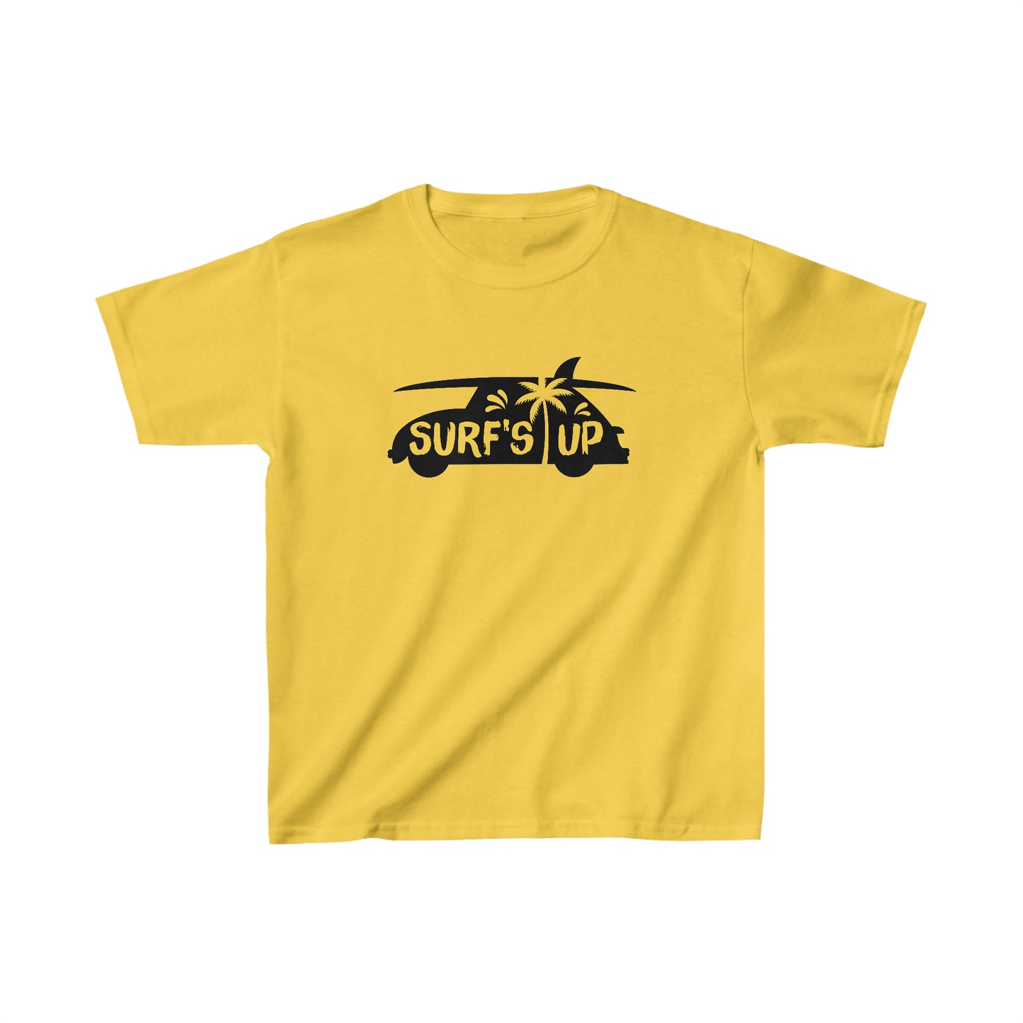 Surf's Up - Car and Surfboard Silhouette - Kids Heavy Cotton Tee