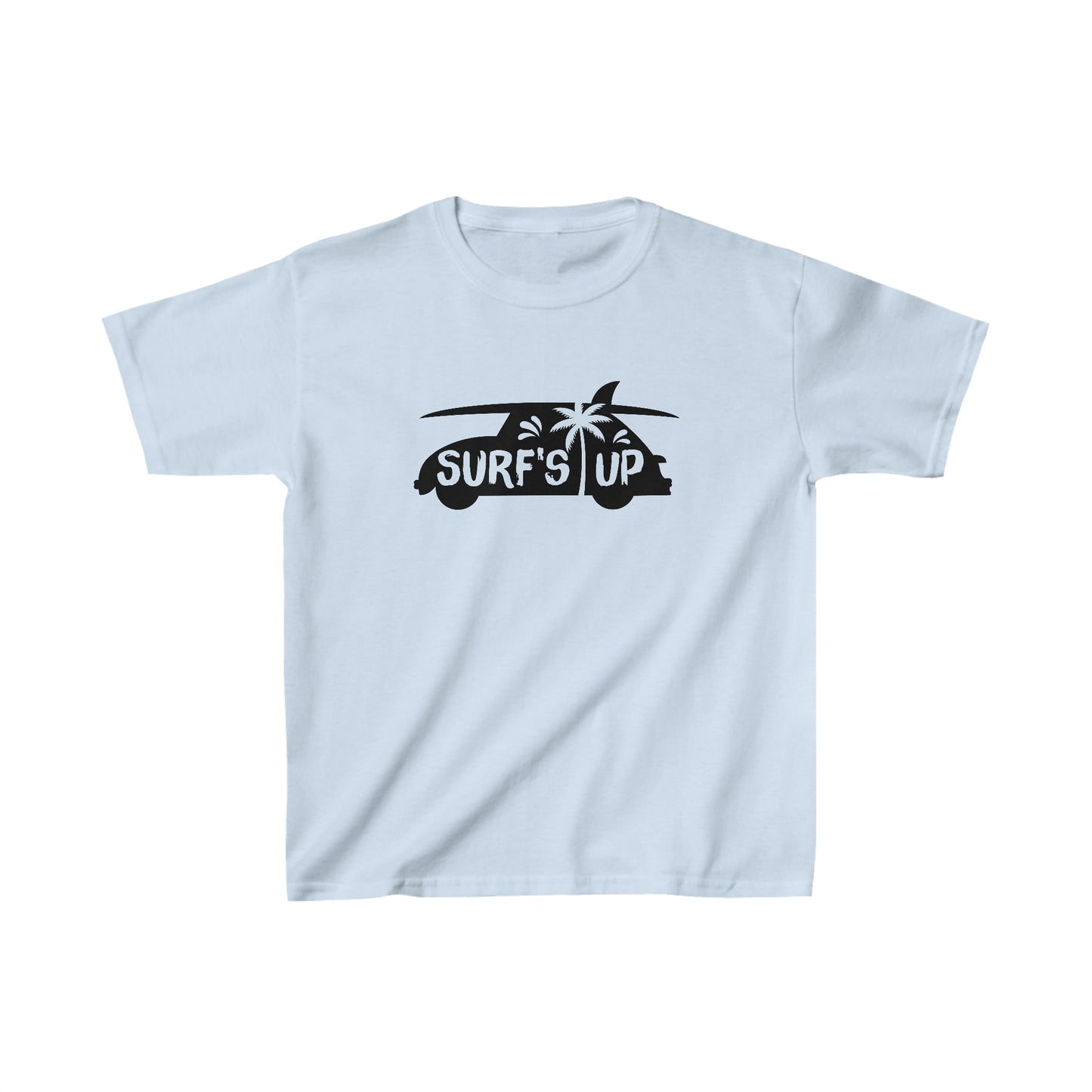 Surf's Up - Car and Surfboard Silhouette - Kids Heavy Cotton Tee