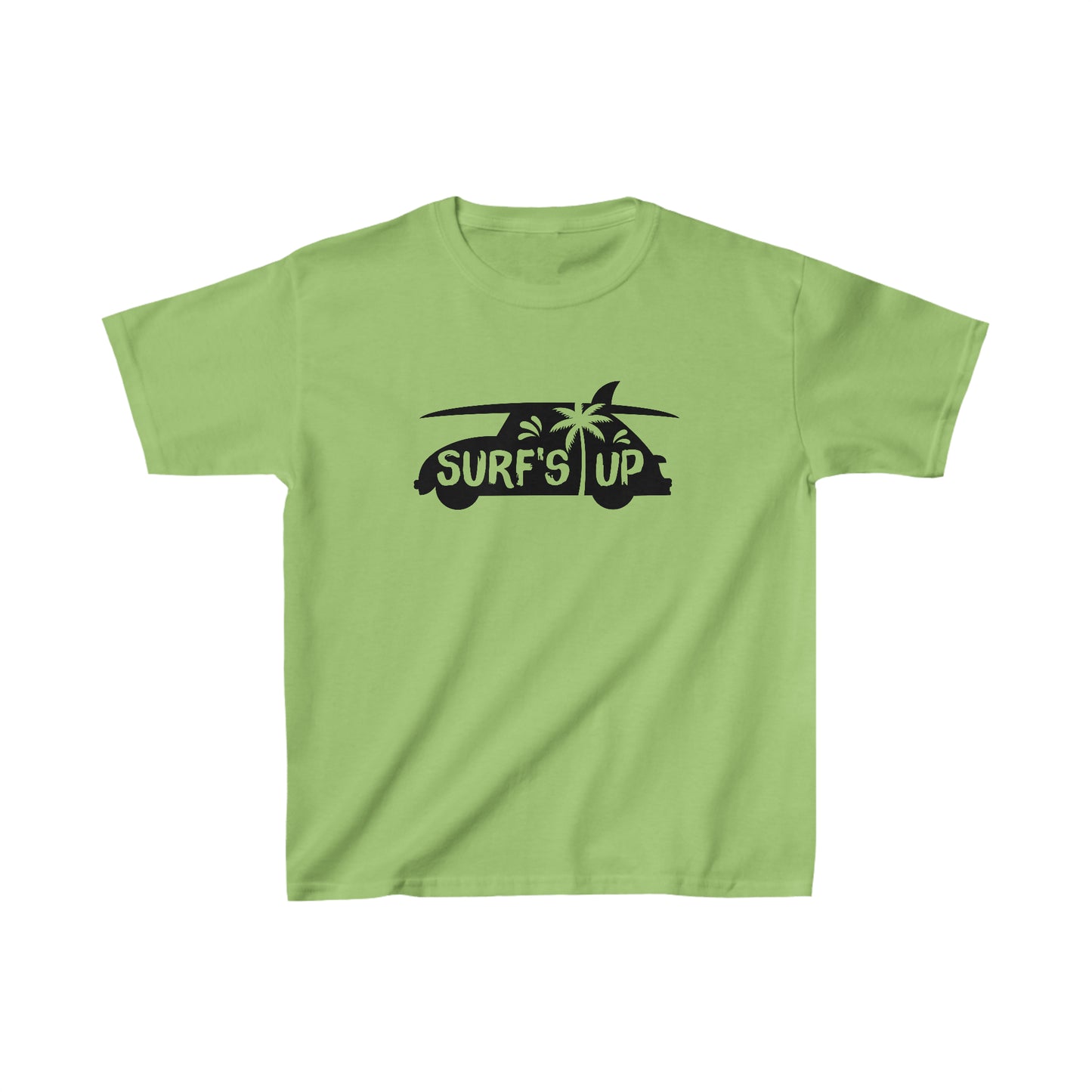 Surf's Up - Car and Surfboard Silhouette - Kids Heavy Cotton Tee