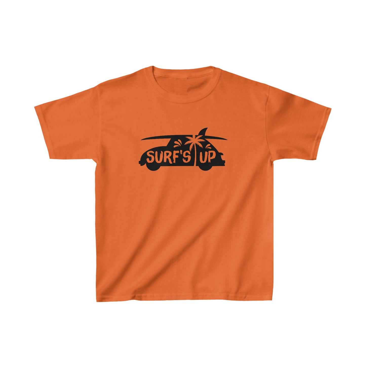Surf's Up - Car and Surfboard Silhouette - Kids Heavy Cotton Tee