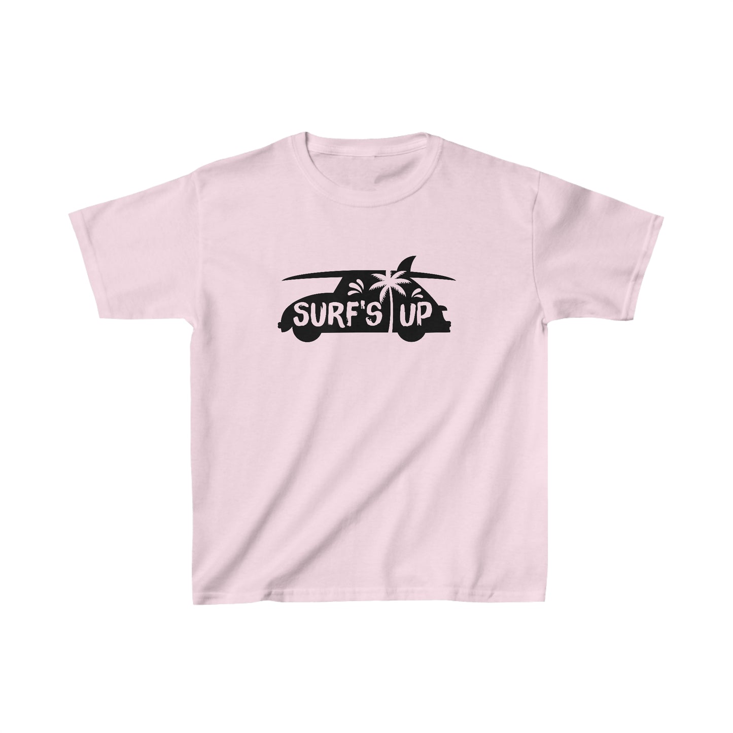 Surf's Up - Car and Surfboard Silhouette - Kids Heavy Cotton Tee