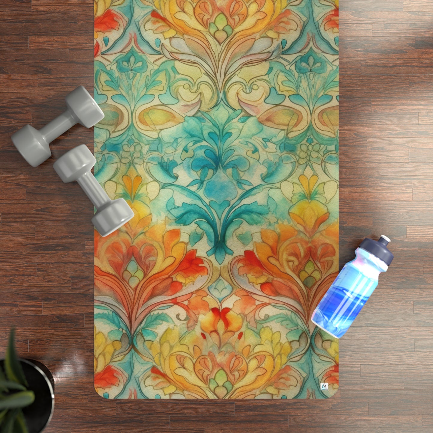 Tapestry Design 1.8 - Orange, Green, Yellow - Rubber Yoga Mat