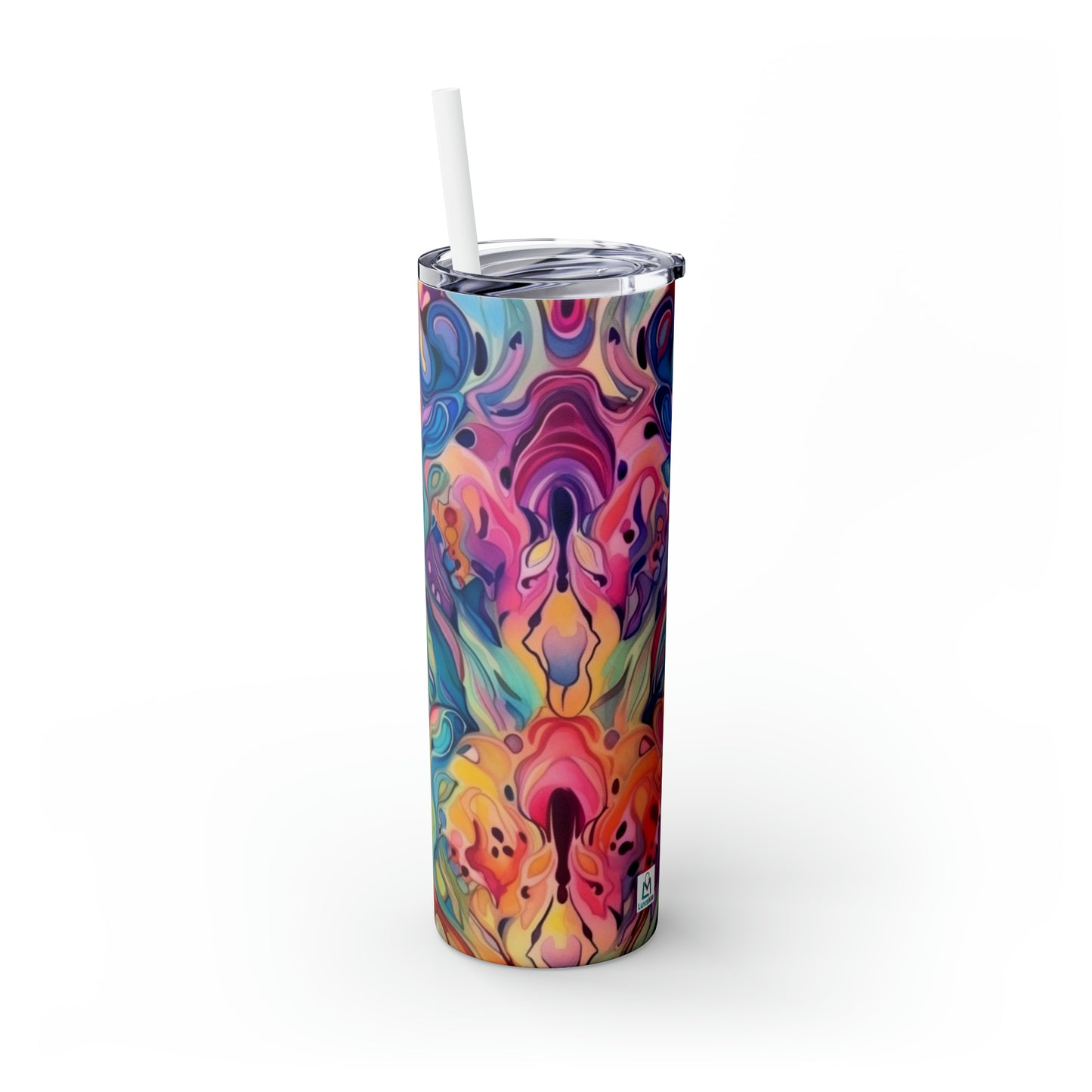 Beautiful Watercolor Multicolor - Skinny Tumbler with Straw, 20oz - Stainless Steel