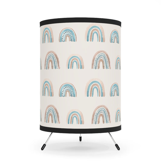 Blue Boho Rainbow Pattern 3 - Tripod Lamp with High-Res Printed Shade, US\CA plug