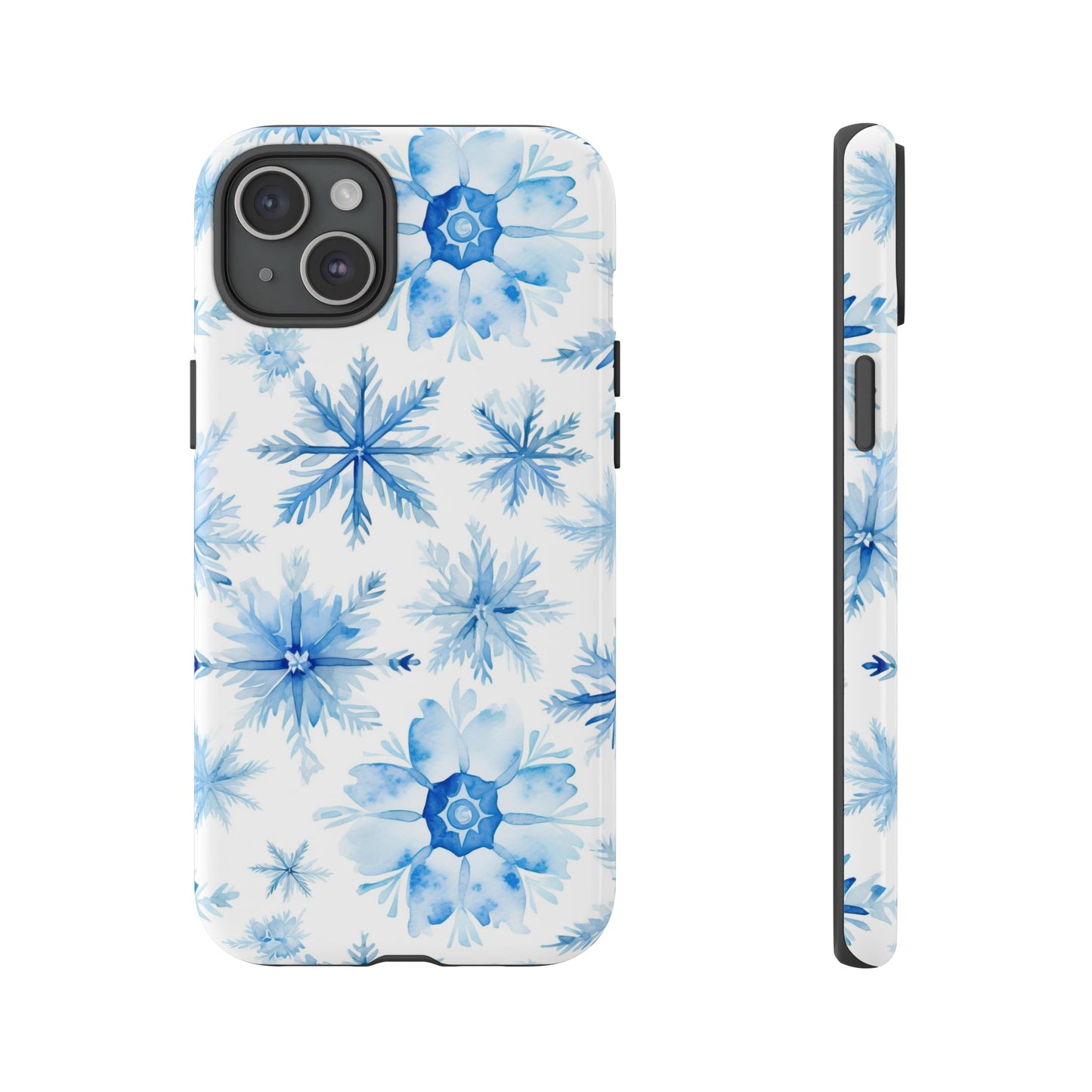 iPhone 16 and iPhone 15 Series - Watercolor Snowflakes - Tough Phone Cases