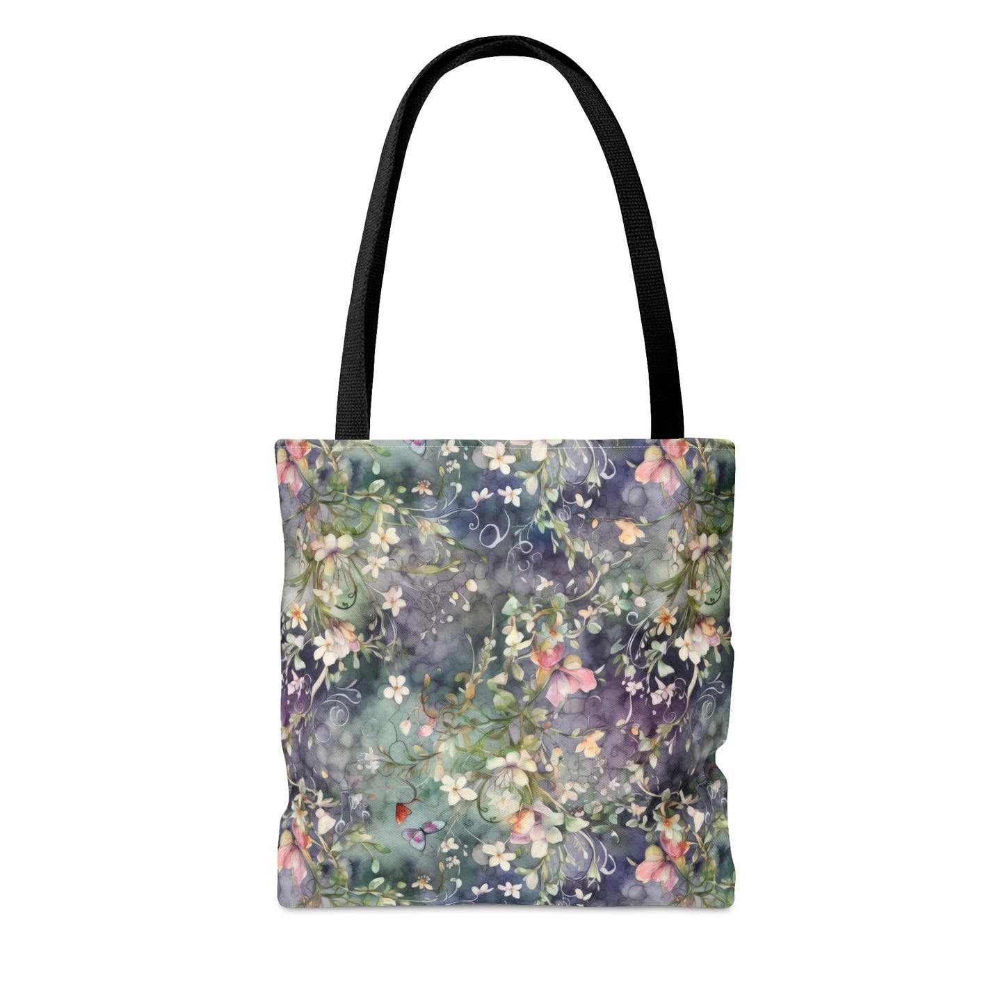 Watercolor Flowers Dark - Practical, high-quality Tote Bag -