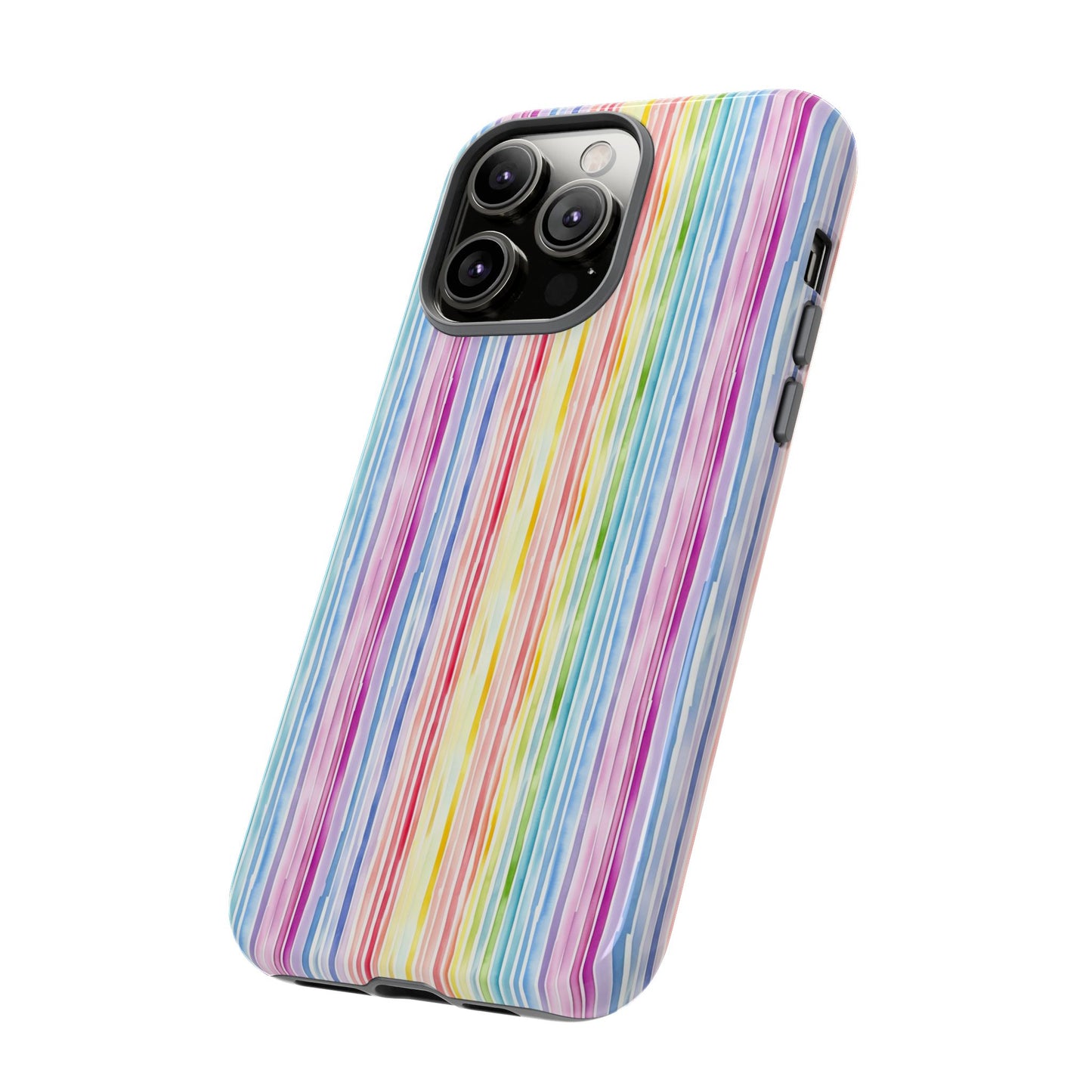iPhone 14, 1Phone 14 Pro, iPhone 14 Plus, iPhone 14 Pro Max - Pastel Rainbow Vertical Stripes - Tough Phone Cases