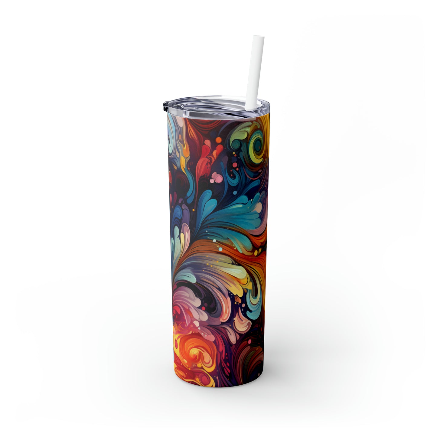 Rainbow Paisley 1.7 - Skinny Tumbler with Straw, 20oz - Stainless Steel