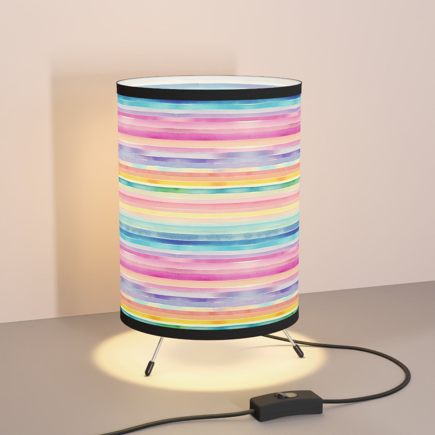 Rainbow Watercolor Horizontal - Tripod Lamp with High-Res Printed Shade, US\CA plug