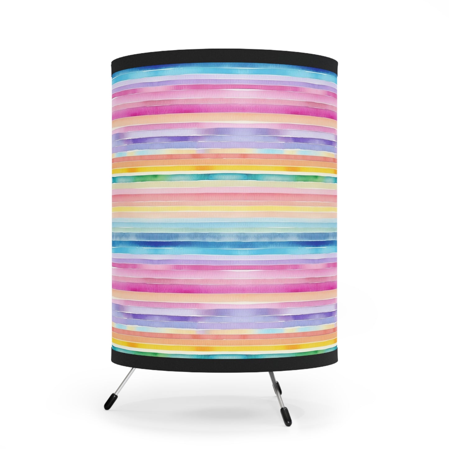 Rainbow Watercolor Horizontal - Tripod Lamp with High-Res Printed Shade, US\CA plug