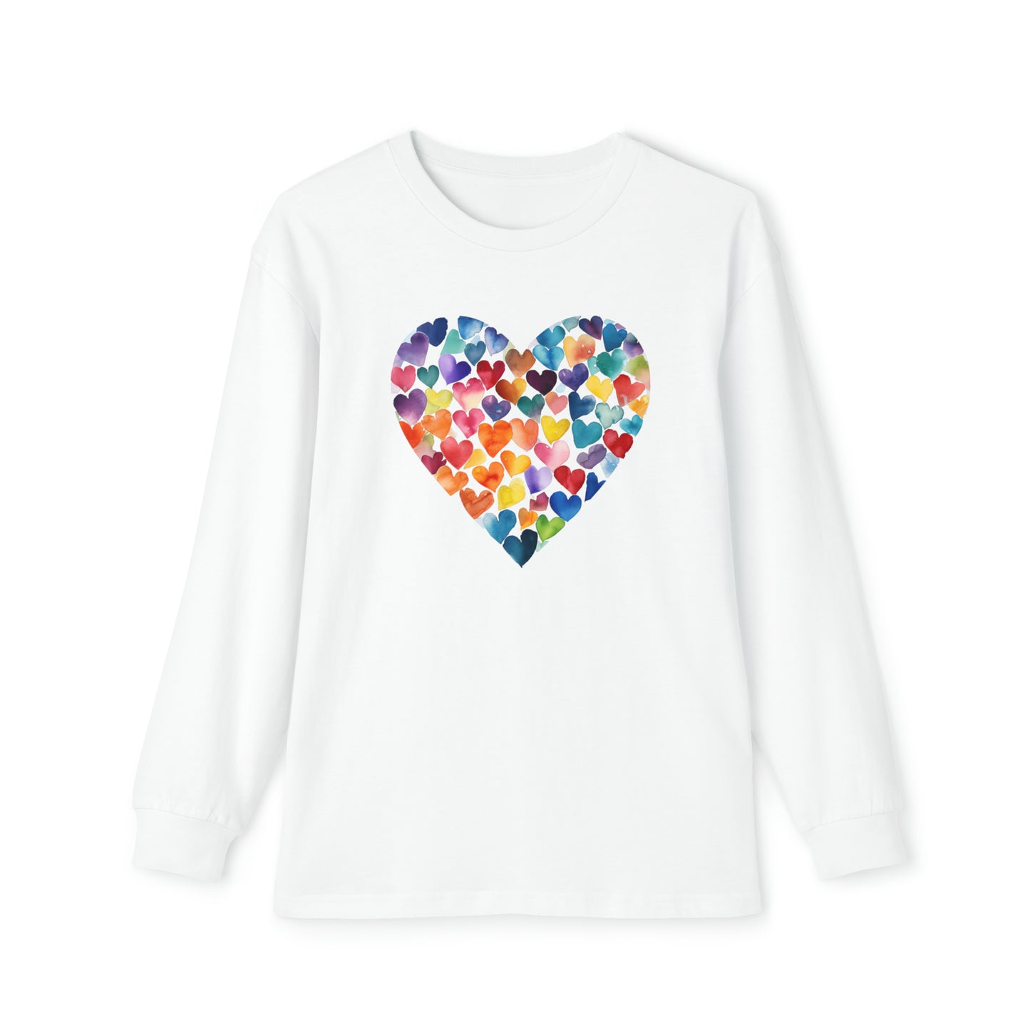 Heart of Hearts - Watercolor - Rainbow - Multicolor - Youth Long Sleeve Pajama Set