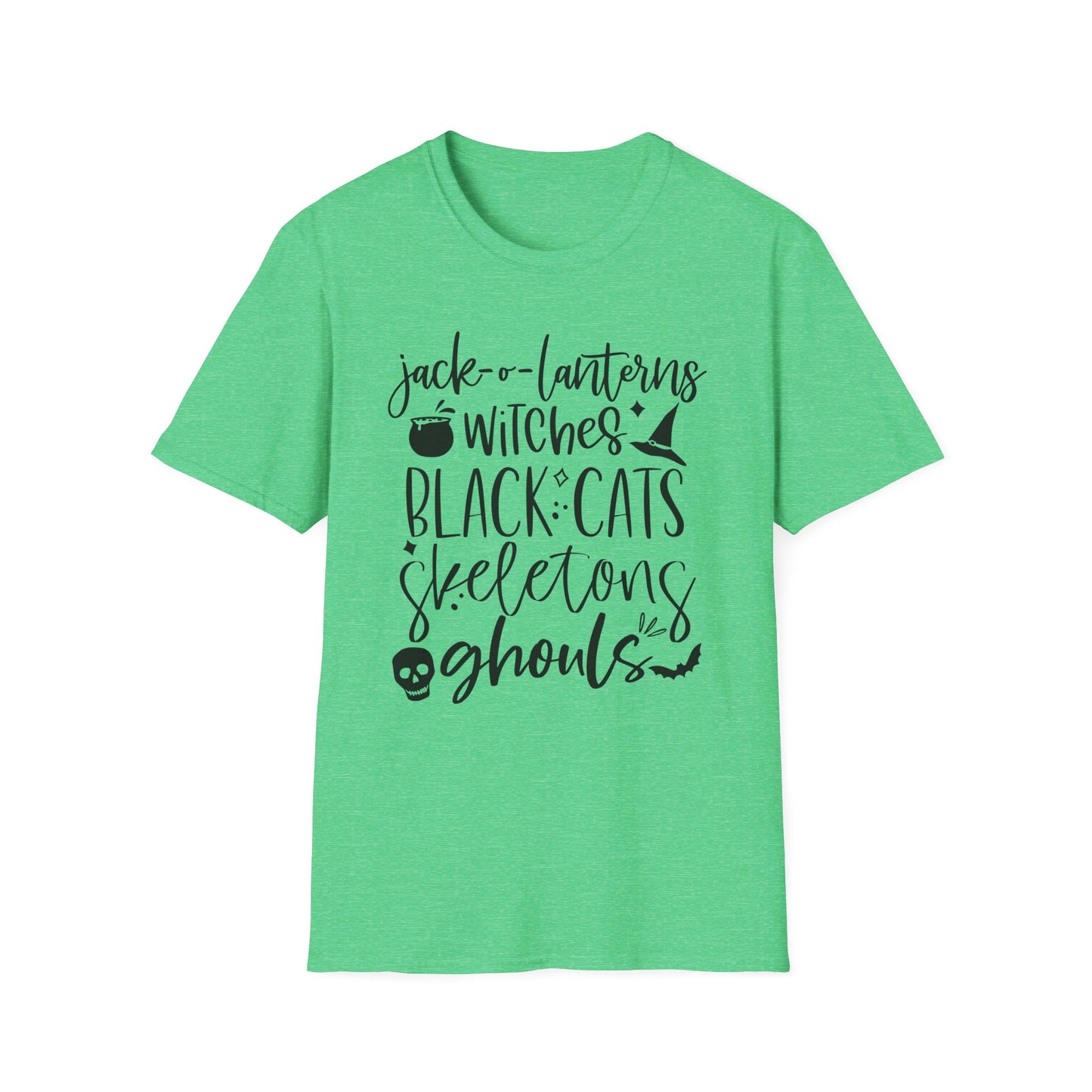 Halloween - Trick or Treat - Ghouls - Black Cat - Pumpkin - Witches - Skeletons - Unisex Softstyle T-Shirt