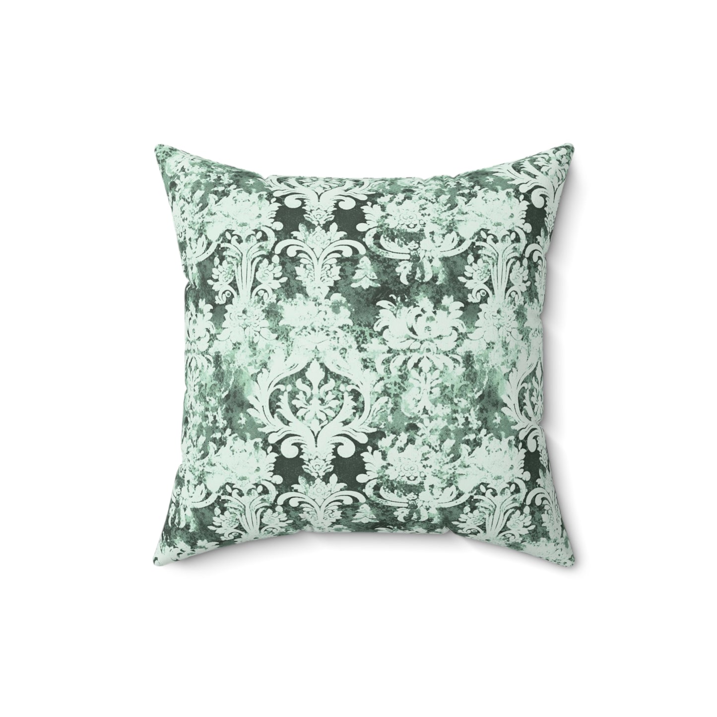 Vintage Green Damask 77 - Beautiful, Shabby Chic, Boho, Fun - Faux Suede Square Pillow