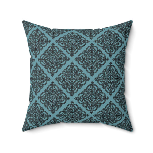 Teal Paris Pattern 4 - Faux Suede Square Pillow